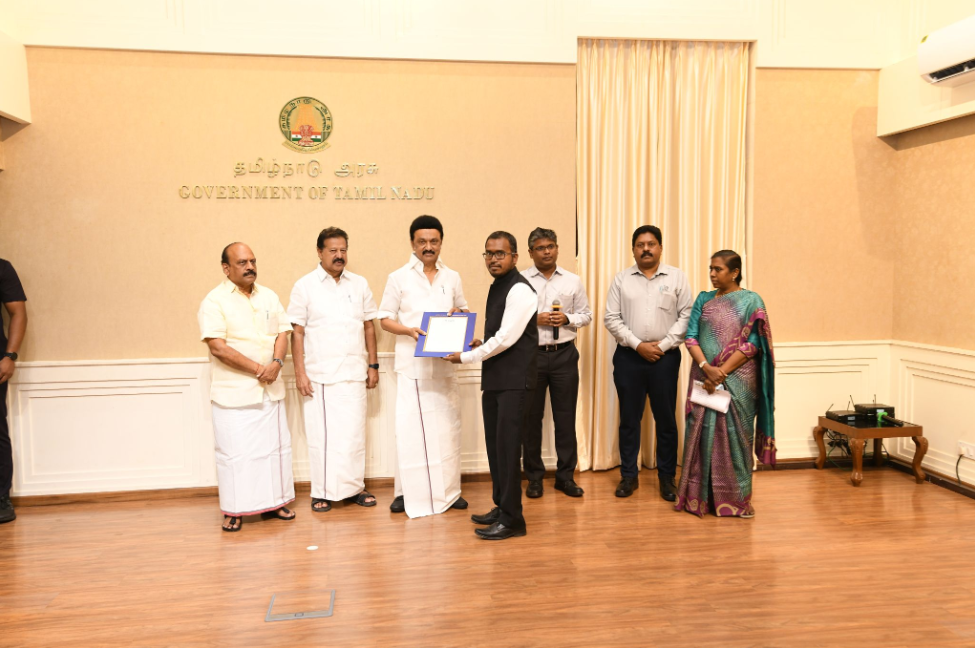 Shortfundly team receiving recognition from Government of Tamil Nadu